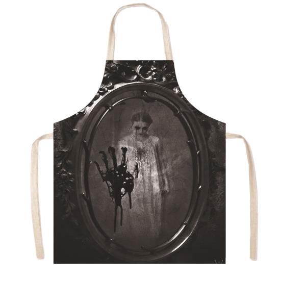 Funny Prank Gift Halloween Butcher Apron with Realistic Blood Stain, Washable Protective Work Apron, Spooky Kitchen Decor Horror Costume Prop