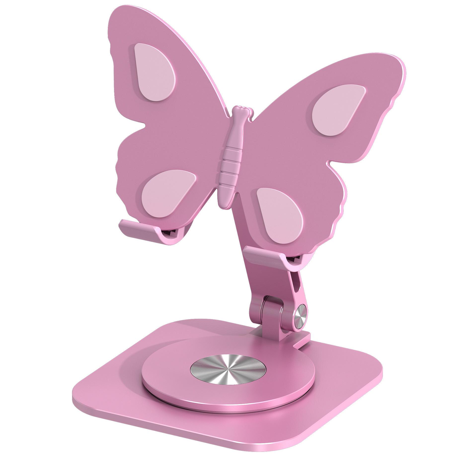 Butterfly-Shaped Aluminum Phone & Tablet Stand - 360° Rotating, Foldable, Desktop Support