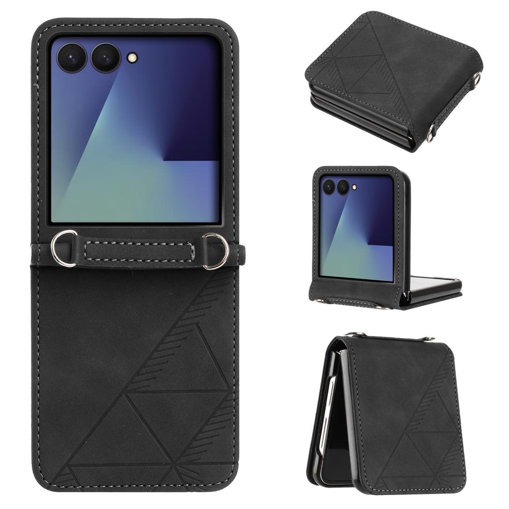 For Samsung Galaxy Z Flip7 5G Case Imprinted Design PU Leather + PC Folding Phone Cover