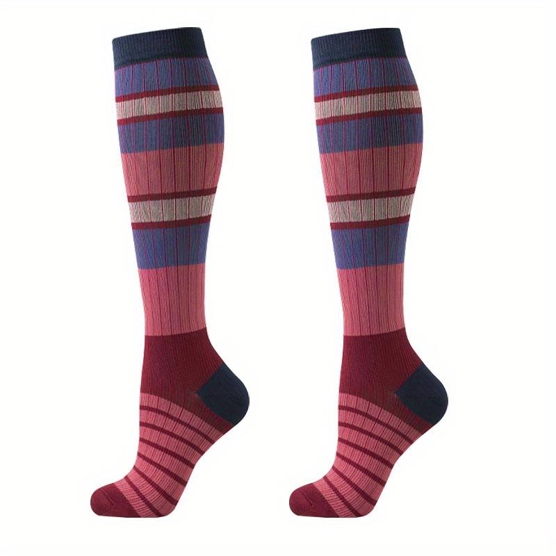 high quality6 Pairs of Multi-Color Striped Compression Socks for Men & Women - Comfortable, Versatile, and Stylish for Daily Wear, Running, and