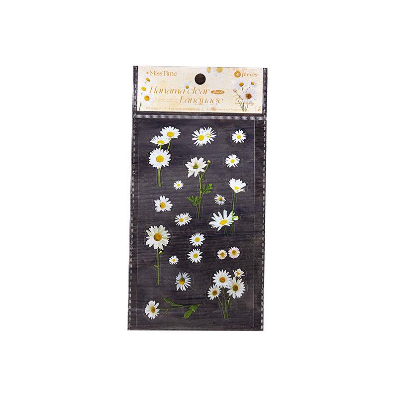 Flower Language Series PET Stickers – 6 Styles for Scrapbooking and Decoration