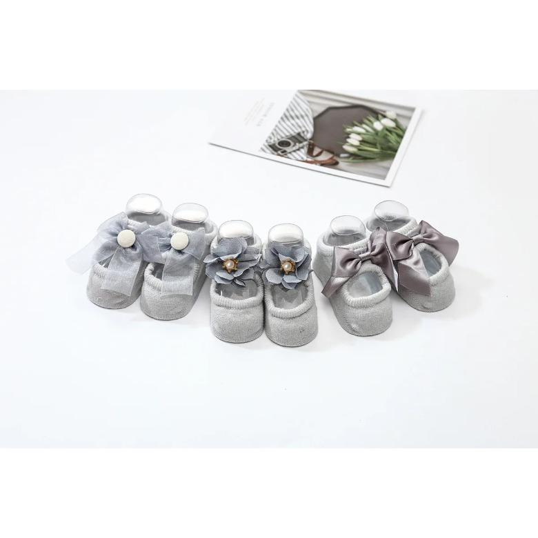 3 Pairs/Lot Spring Newborn Bowknot Baby Girl Sock Flower Lace Clothes  Accessories Ribbon Children Slipper Kids Toddlers Summer