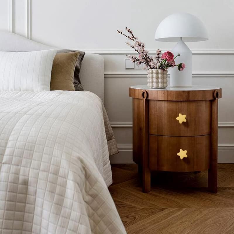 Decorative Brass Kitchen Cabinet Knobs Gold Star Drawer Dresser Knob Pulls Furniture Cupboard Handles Modern (4), Medium