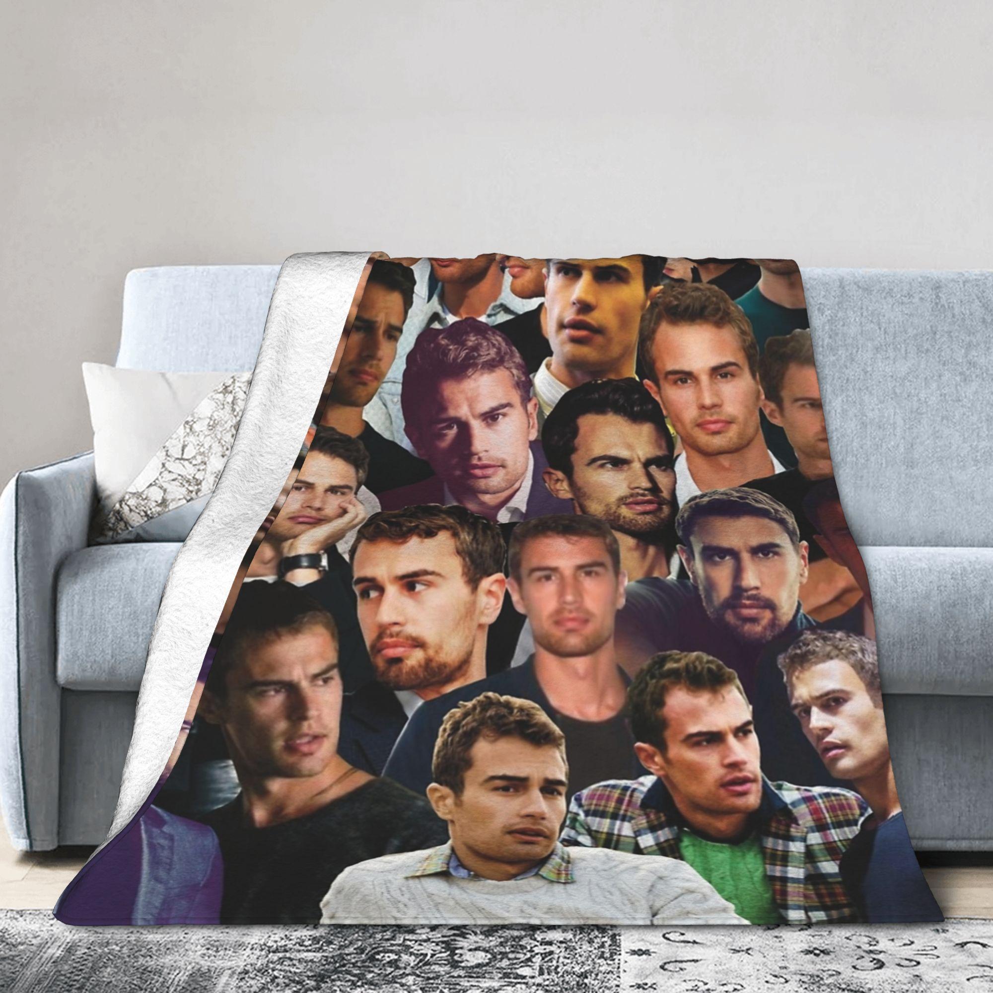 Theo J-James Photo Collage Blankets Fleece Printed Breathable Super Warm Throw Blanket for Home Travel Rug Piece 75X95CM