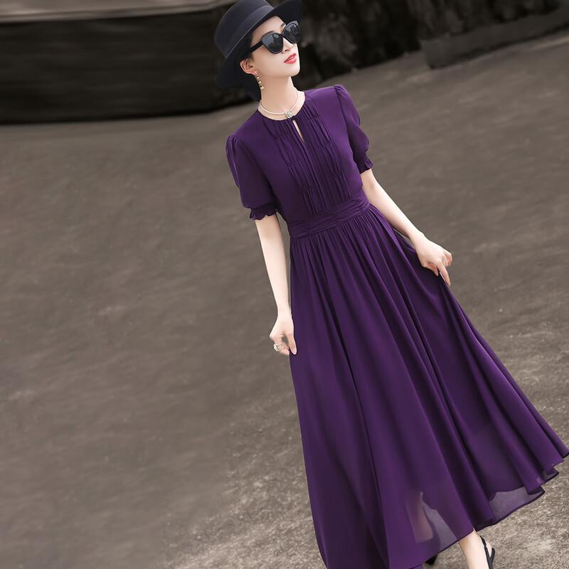 Lanseer French Romantic Pleated Dress L