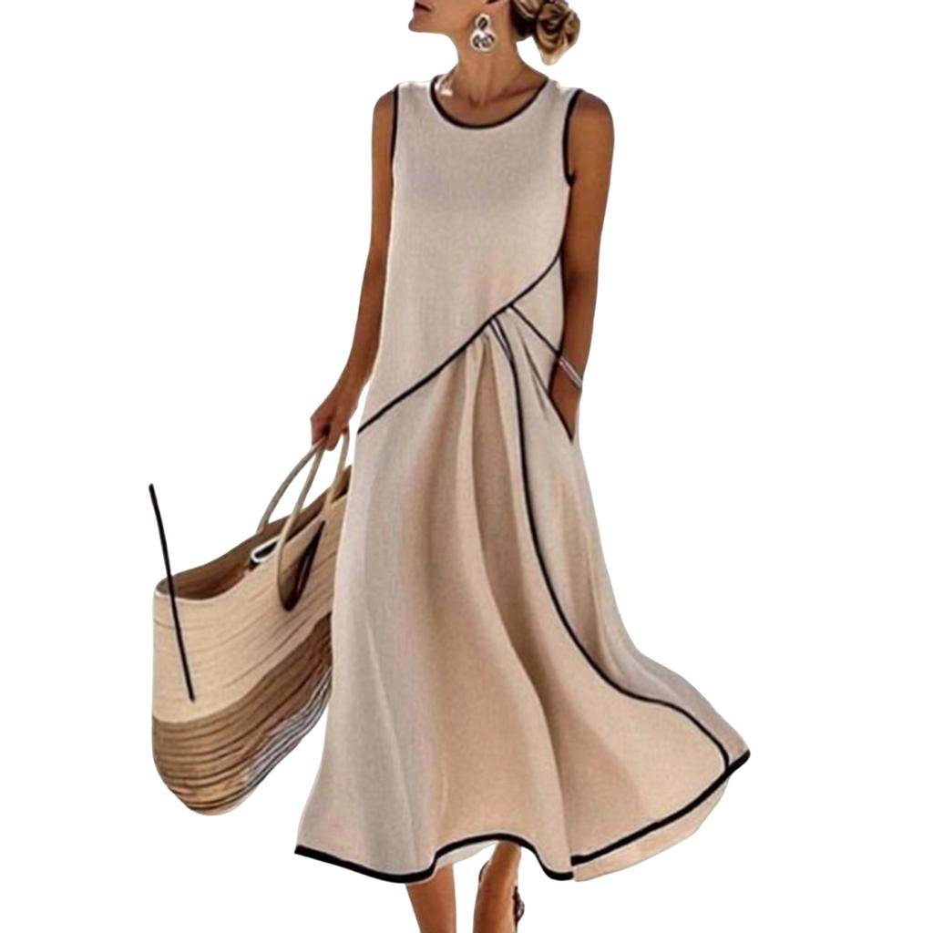 Damska modna sukienka codzienna o luźnym kroju - kolorowa