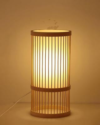 AOVOCO Bamboo Woven Floor Lamp/Desk Lamp, LED Stand Light, 16cm Diameter X 28cm Height, Japanese Style, Fully Assembled, LED Interior Lighting, Floor-