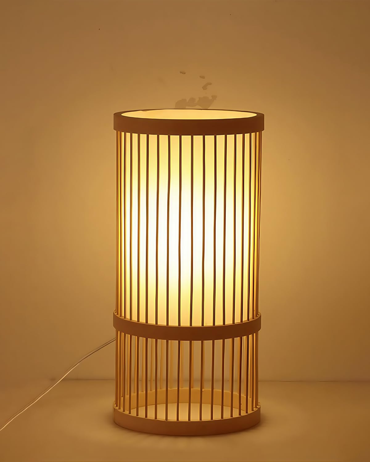 

AOVOCO Bamboo Woven Floor LampDesk Lamp, LED Stand Light, 16cm Diameter x 28cm Height, Japanese Style, Fully Assembled, LED Interior Lighting,