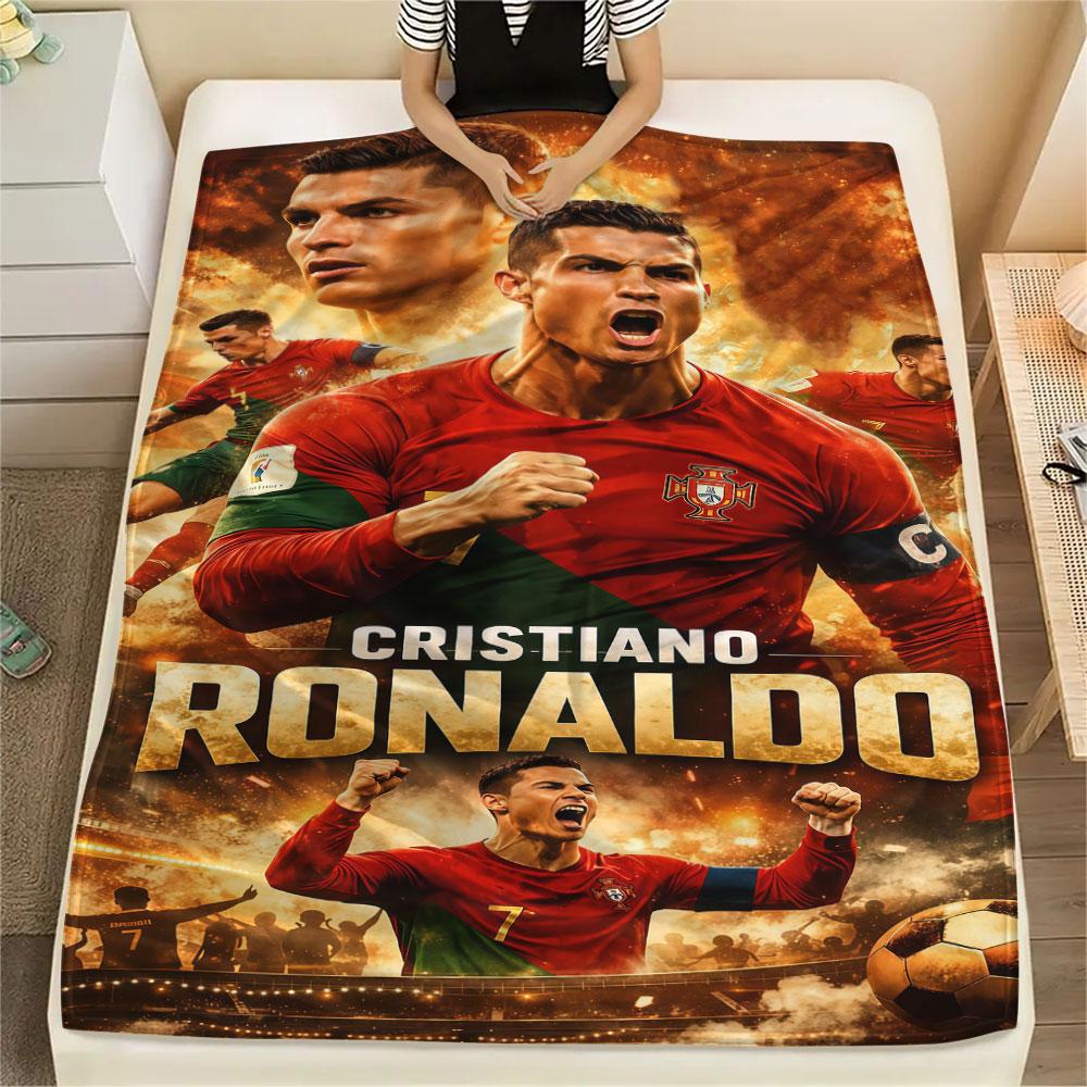 1PC CR7 Cristiano Ronaldo Patterned Flannel Blanket Suitable For All Seasons for Home Decor Warmth and Comfort Gifts Holiday Present