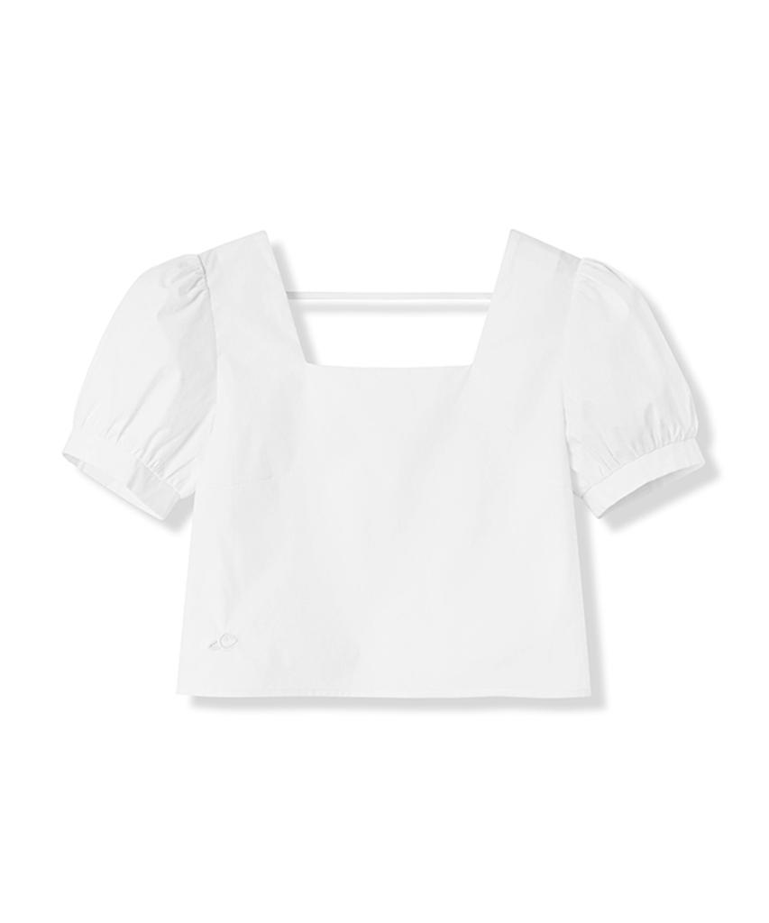 VIVACIOUS Pellier Back Hole Puff Crop Blouse - 2Col