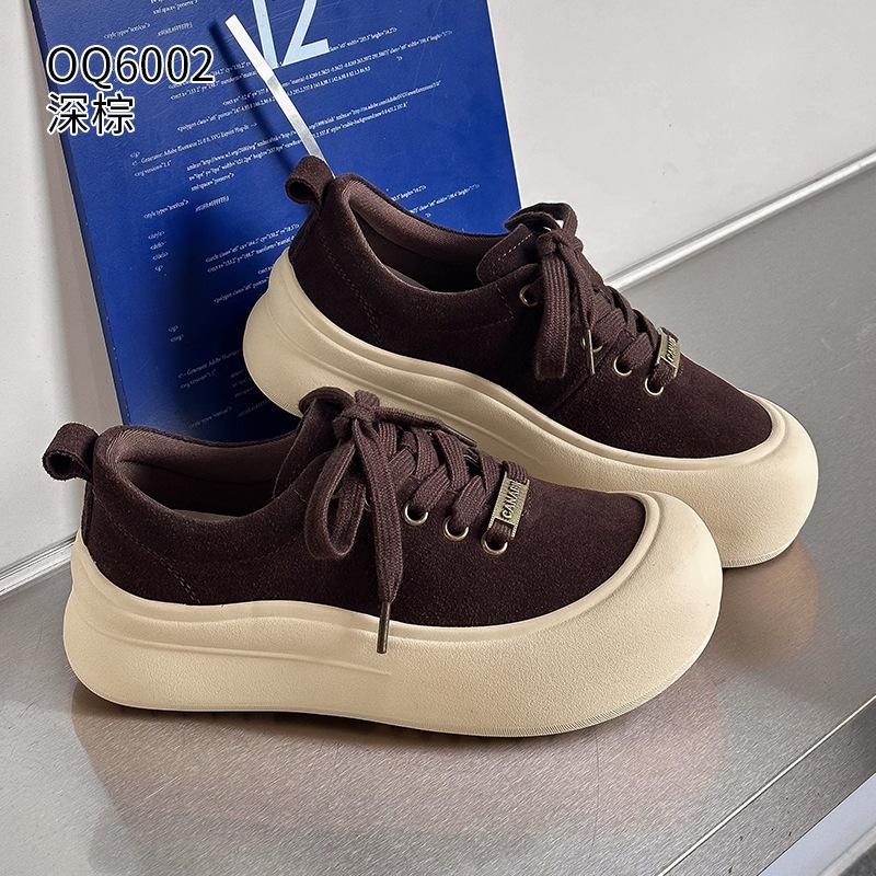 Ugly cute big head bread shoes autumn new thick-soled heightening matte leather casual sports shoes
