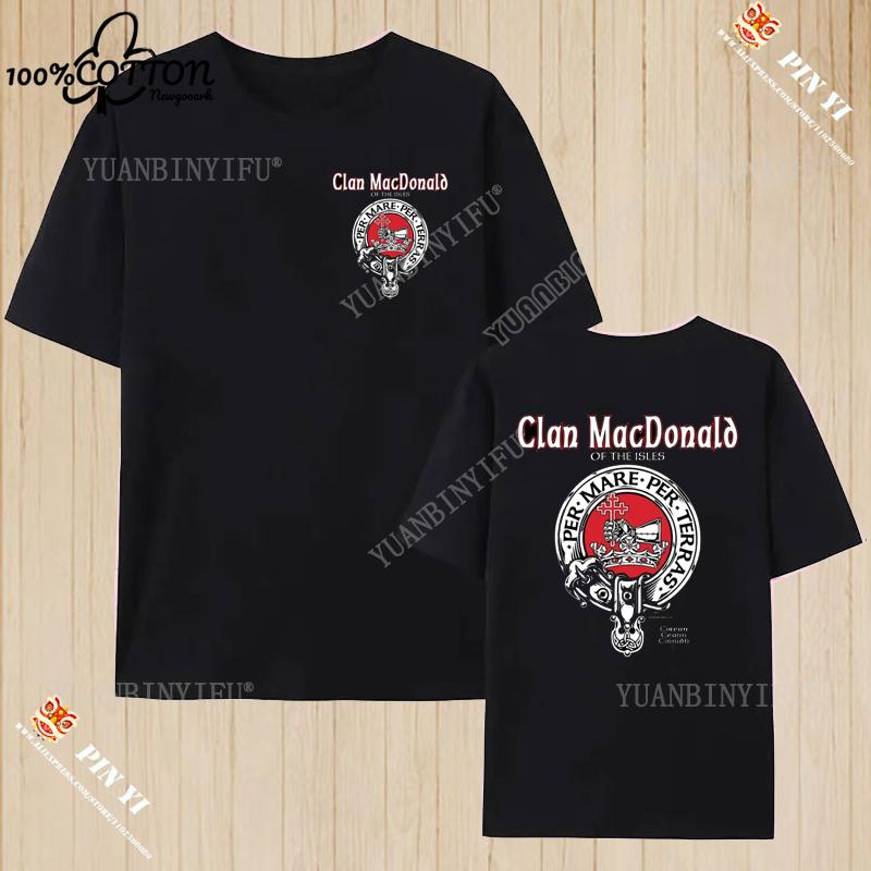 Harajuku Clan Fraser of Lovat Clansman’s Crest Badge Print Summer Trending Unisex T Shirt 100% Cotton O-neck Short-sleev