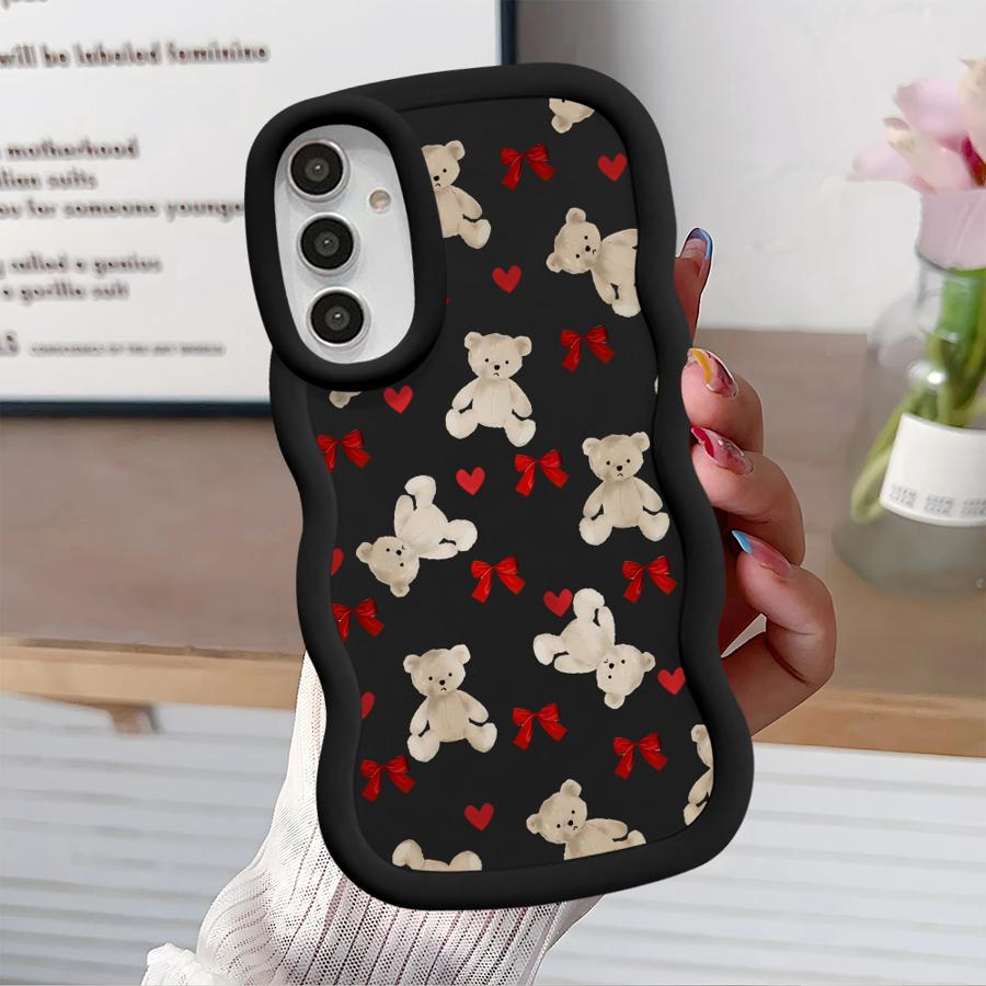 Cute Bow Bear Case for Samsung Galaxy A11 A14 A13 A21s A16 A15 A12 A52 Soft Phone Cover A22 A04 A06 A53 A23 A05 A03 A33