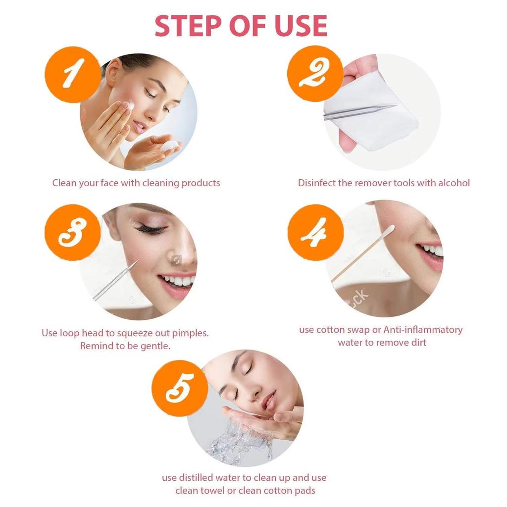 8 Pcs Blackhead Remover Kit – Stainless Steel Blemish & Acne Extraction Tools – Professional Pimple Popper Set for All Skin