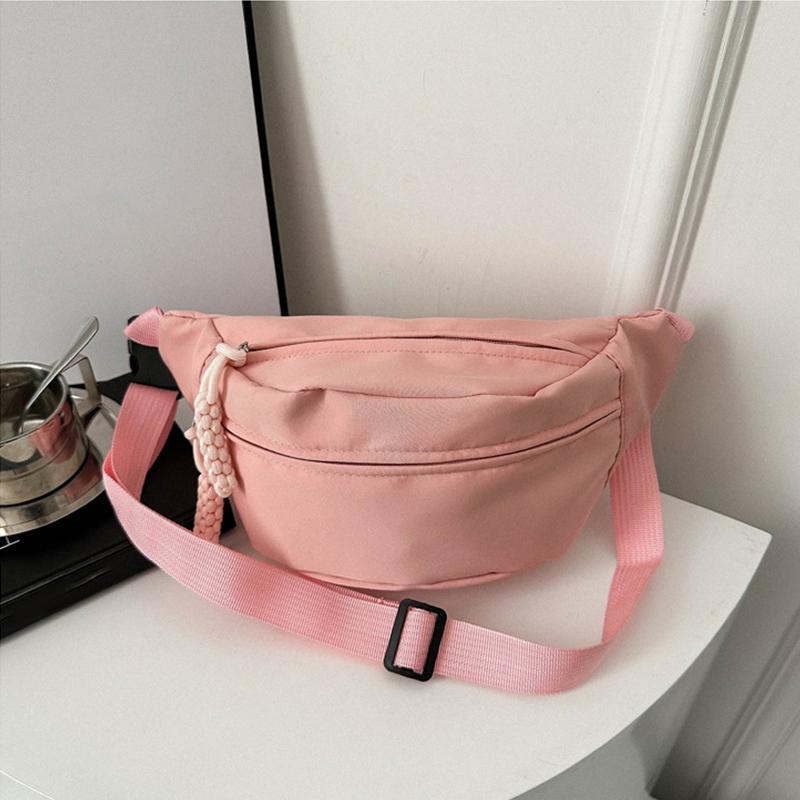 Waist Bag Women New Canvas Leisure Portable Zipper Korean Style Canvas Chest Bag Shoulder Bag Waist Bag Premium