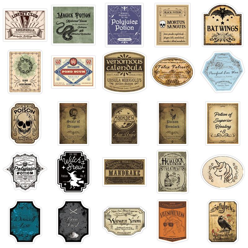 50Pcs Potion Label Cartoon Stickers Suitcase Guitar Laptop Skateboard Sticker