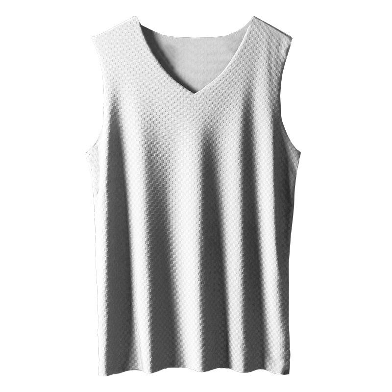 

Мужская бесшовная летняя майка из ледяного шелка, облегающая фигуру - безрукавная футболка для молодежного спорта и нижнего белья. XXL белый