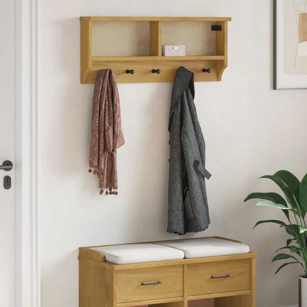 Wieszak Ścienny Na Ubrania Sandnes 87X12X35Cm Drewno Lite Sosna