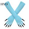 Creepy Long Nail Gloves 1 Pair Halloween Ghost Claw Gloves, Fingernail Witch Costume Durable Party Handwear Accessory, Dark Performance Prop