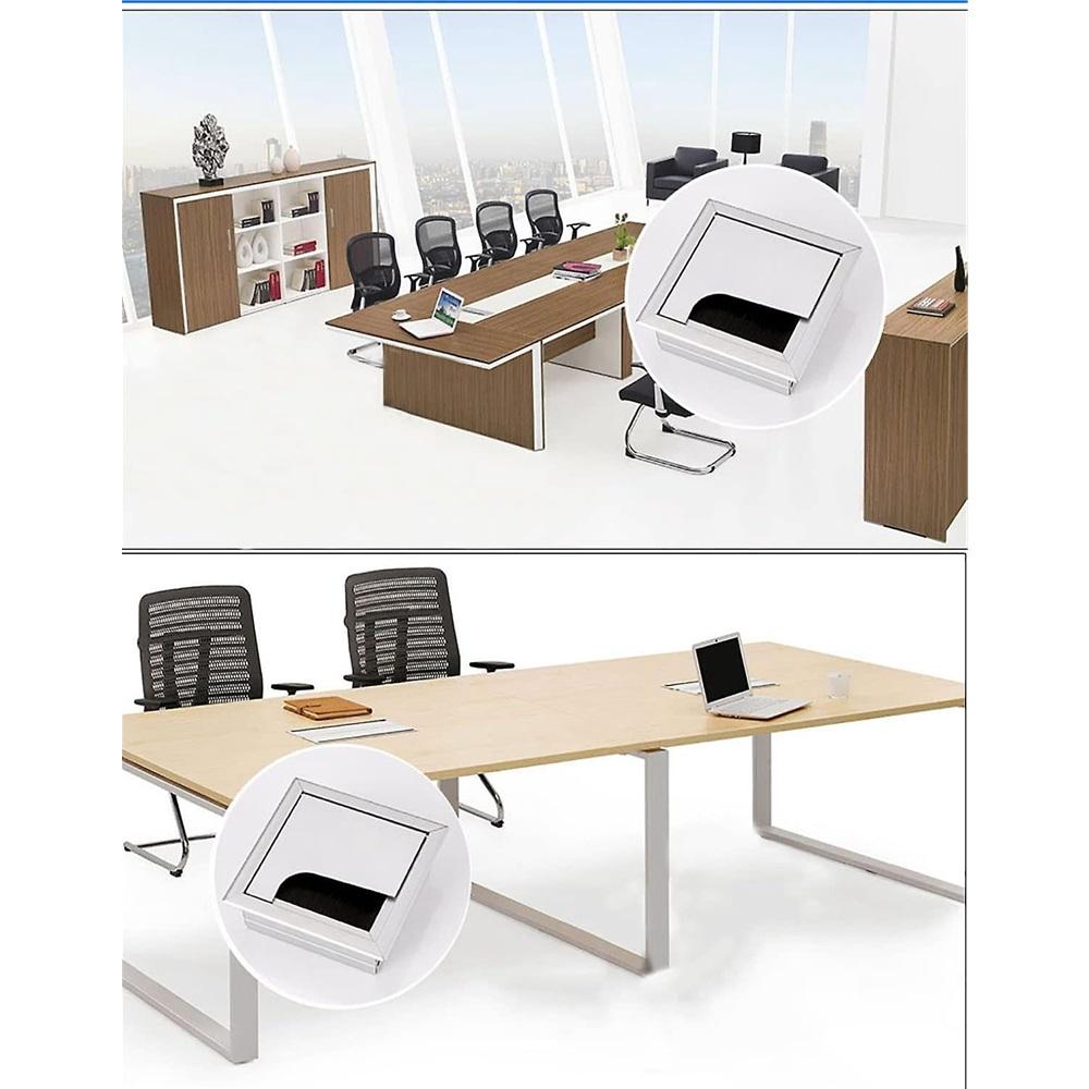 Bandejas de Gerenciamento de Cabos Mesa de Gerenciamento de Cabos Mesa com Vedação de Escova - Pacote com 2 80 x 80mm Caixas de Liga de Alumínio para Mesas/Mesas de Trabalho