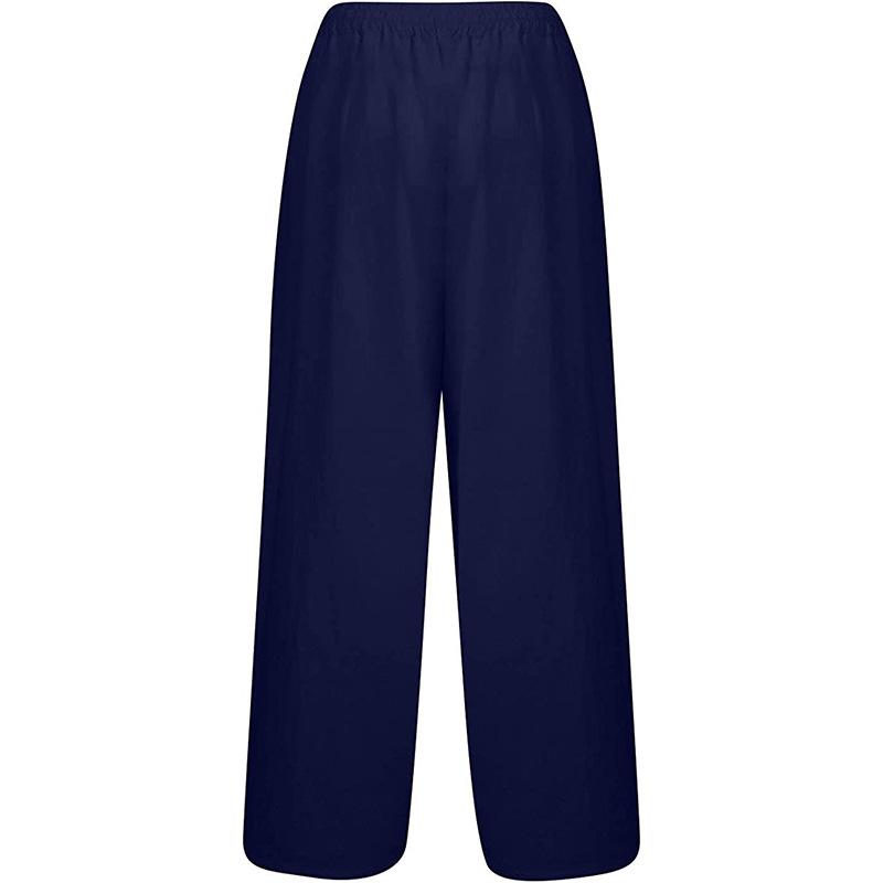 Women's casual wide-leg pants elastic waist lace-up trousers