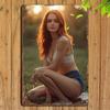 Vintage Redhead Lace Top Metal Tin Sign Rustic Wall Art 8x12 Inch Home Cafe Decor