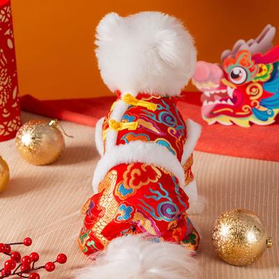Pets Tang Suit Chinese Year Costume Easy To Wear Warm Dog Knot Buttons Coat Pet for Dogs