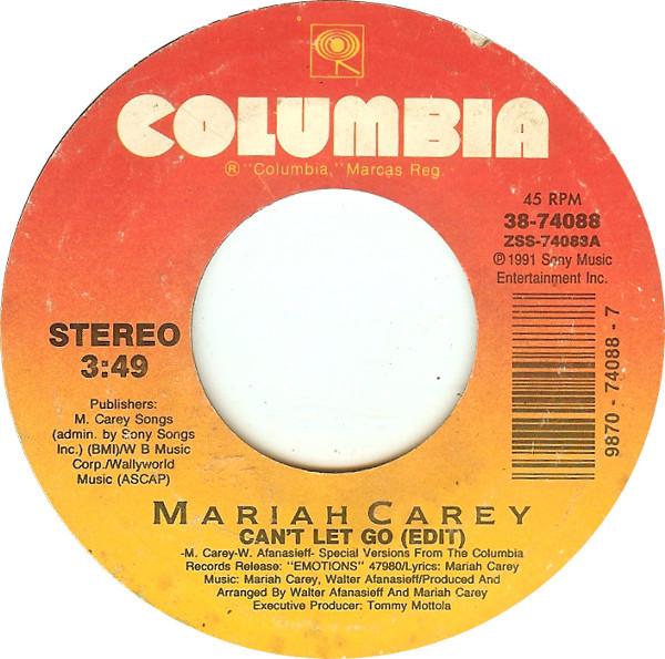

7inch Record MARIAH CAREY - Can t Let Go 3874088 Columbia 1991 US Soul/Funk Used