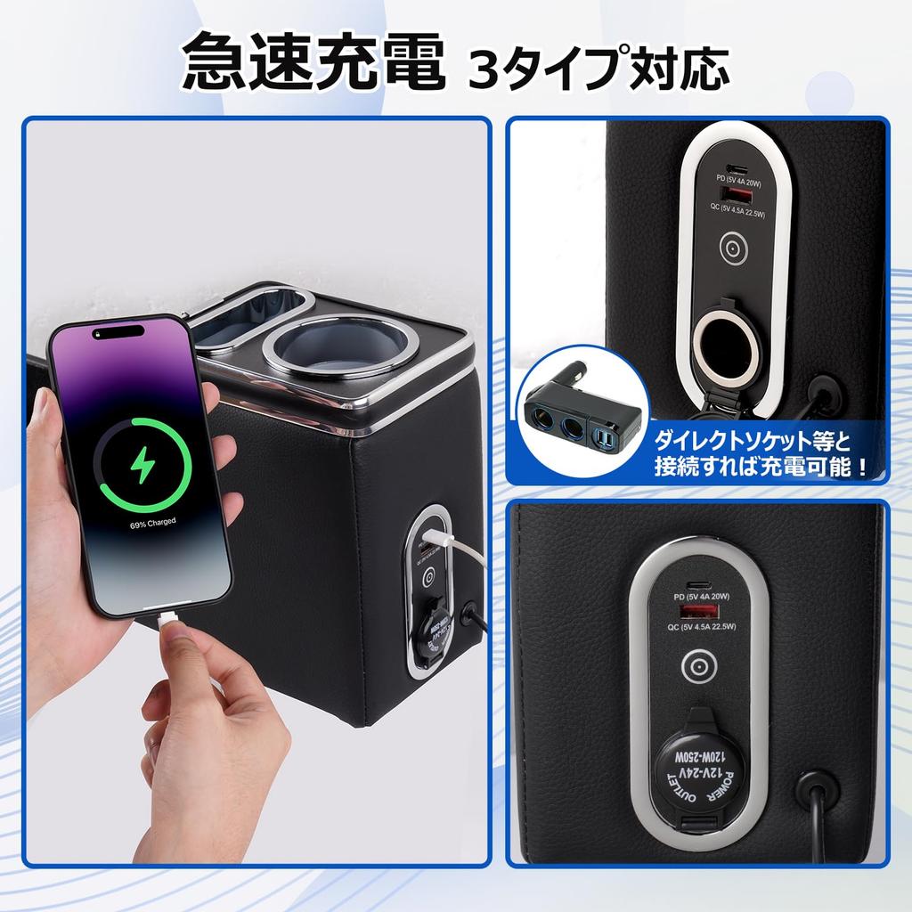 LIMSTYLE Center Console for Honda Custom Features Fast USB Smartphone Drink Large Capacity PU Interior Easy Installation Box/Armrest N-BOX