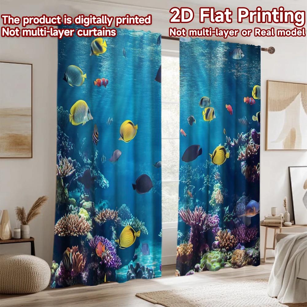 2D flat Photography Backdrop Photography Backdrop Colorful Underwater Scene 100% Polyester Festive Backdrops Use for Holiday