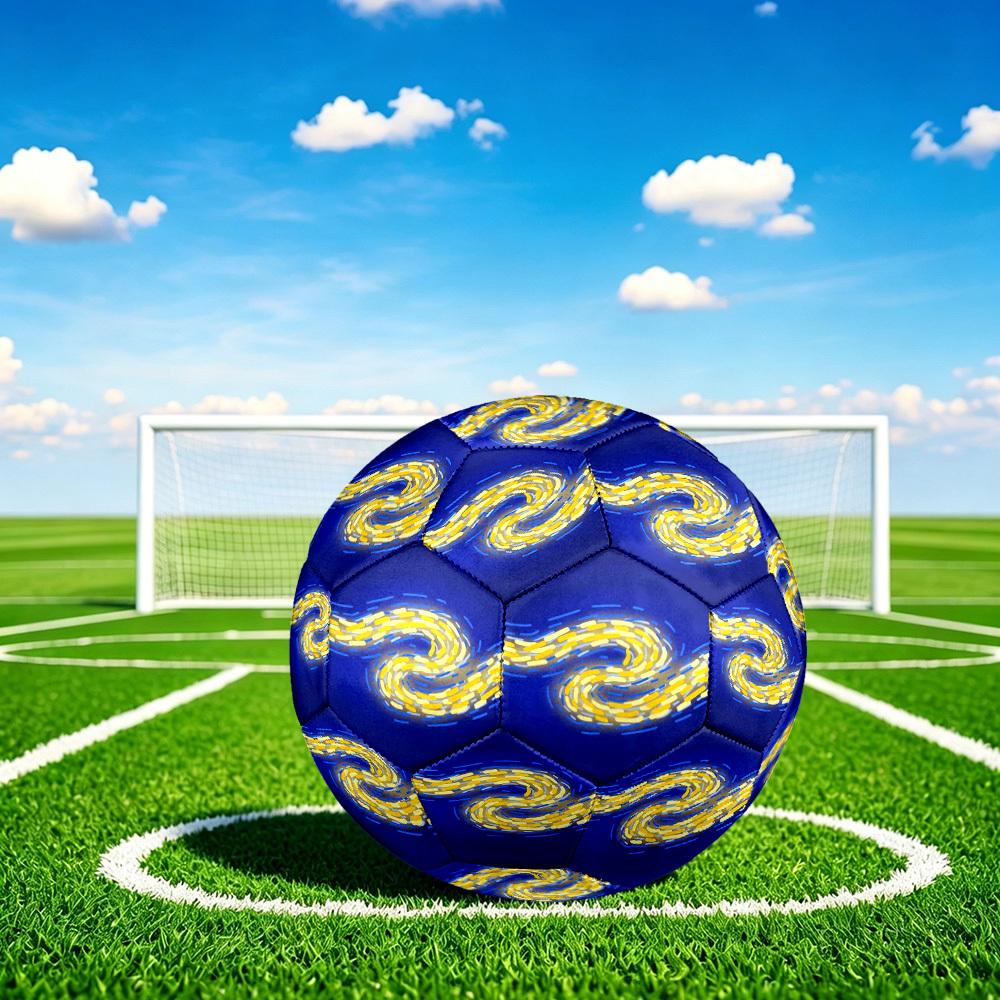 1pc Neon Light Swirls Theme Soccer Ball Football, Size 5, Lightweight PVC, Outdoor Training Soccer Ball,Gift J60421