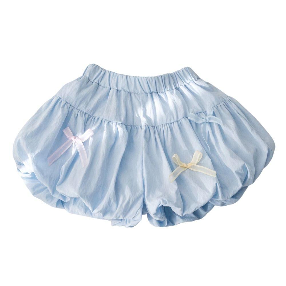 Bow Decorative Baby Girls Shorts Elastic Waist Toddler Shorts Fresh Style Girls Shorts 3-7 Years