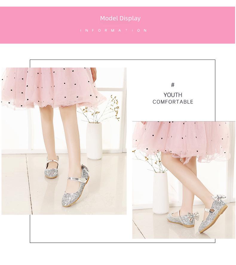 Aisha Gold Crystal Girls' Soft Flat Dance Dress Shoes - Princess Style