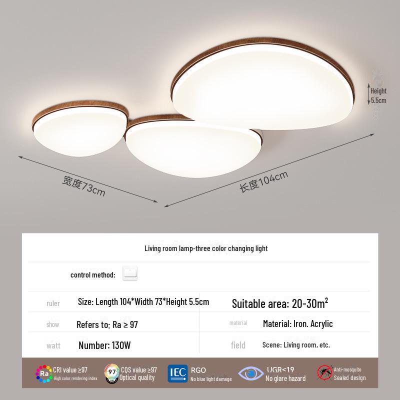 Full Spectrum Eye Protection Japanese-Style Wood Grain Ceiling Lamp for Living Room & Bedroom