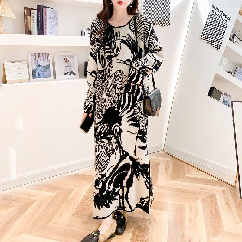 

MOKANA Vintage Wool Long-Sleeve Maxi Dress M
