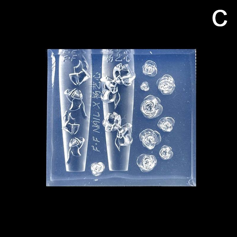 

Silicone Bow Flower Nail Carving Mold Butterfly Rose Floral Design Transparent Template DIY Nail Art Decoration Manicure Tool