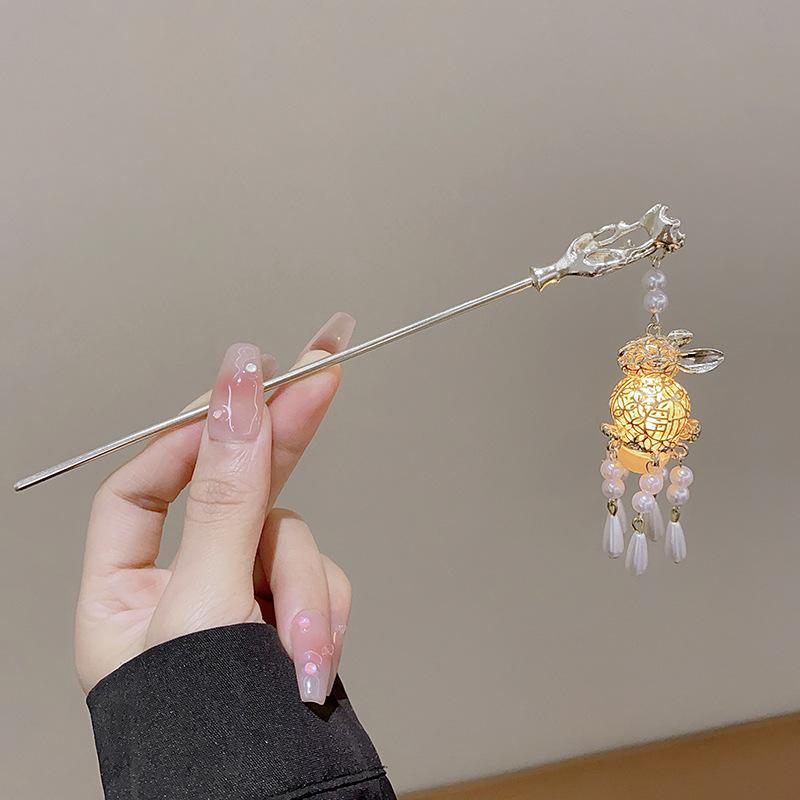Antique Tassel Hairpin Women's New Chinese Disc Hair Pearl Hairpin Modern Cheongsam Hairpin Headdress