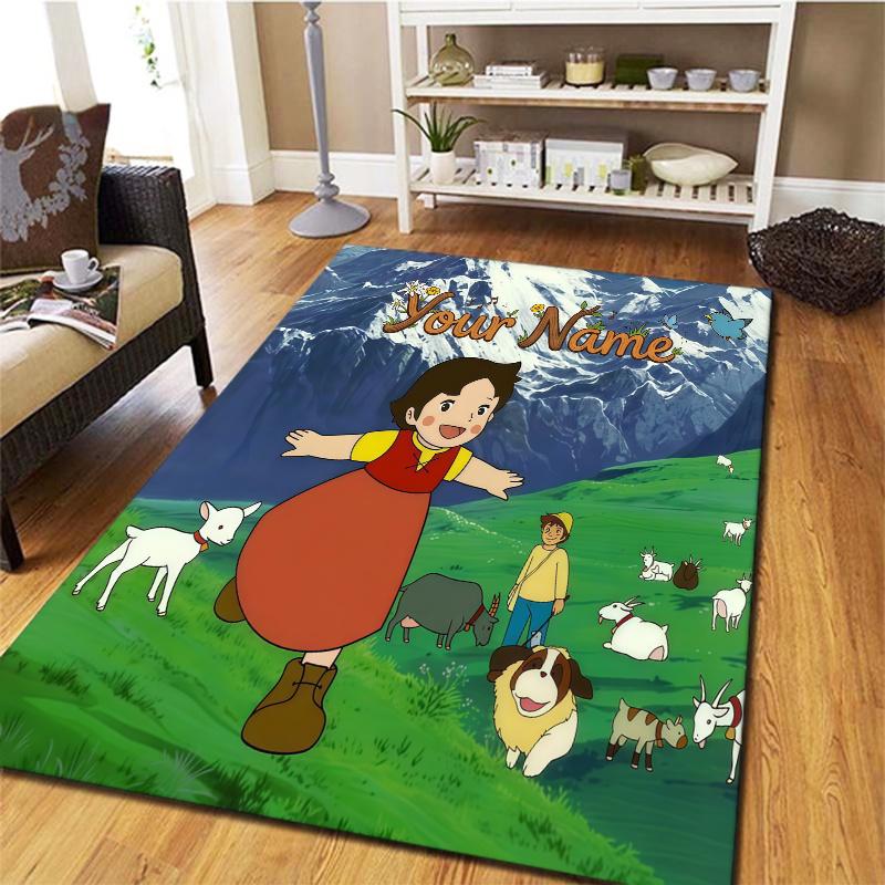 Heidi Alps Cartoon Custom Name Carpet Rug For Living Room Bedroom Home Sofa Decoration Kids Play Nonslip Floor Mat