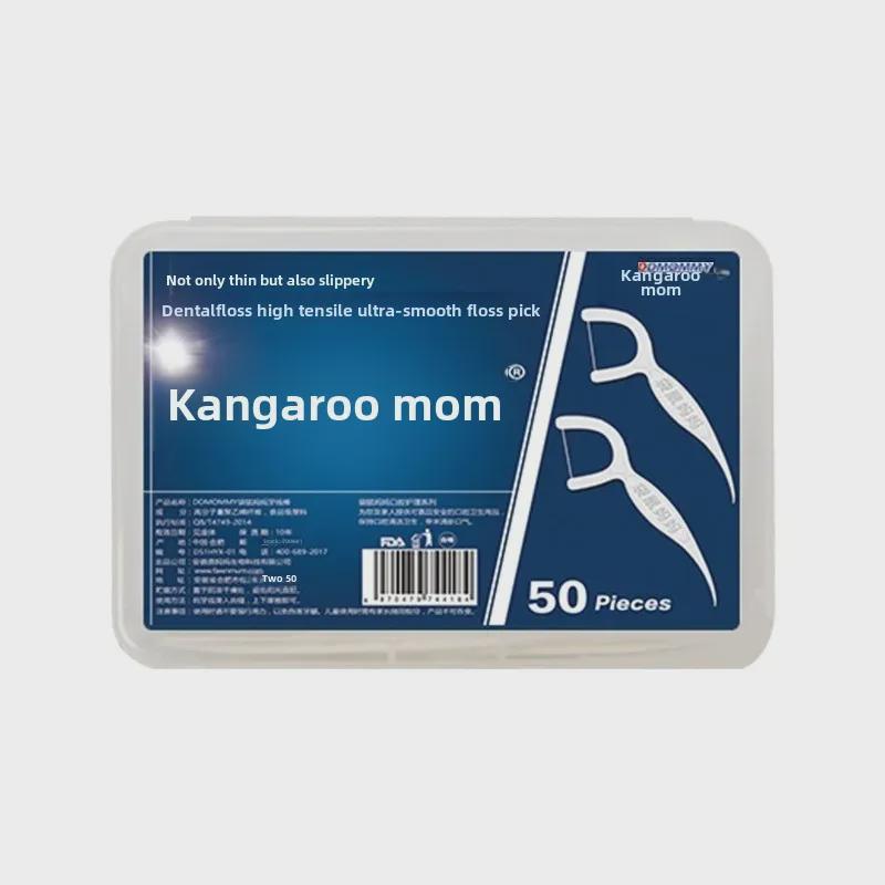 "Kangaroo Mother Dental Floss Stick: Food-Grade Toothpick & Flossing Tool"