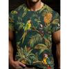 Men's Hawaiian Tropical Flower Print T-shirt Sports Short Sleeved Crew Neck T-shirt for Summer Outdoor Fitness Workout Men's Clothing