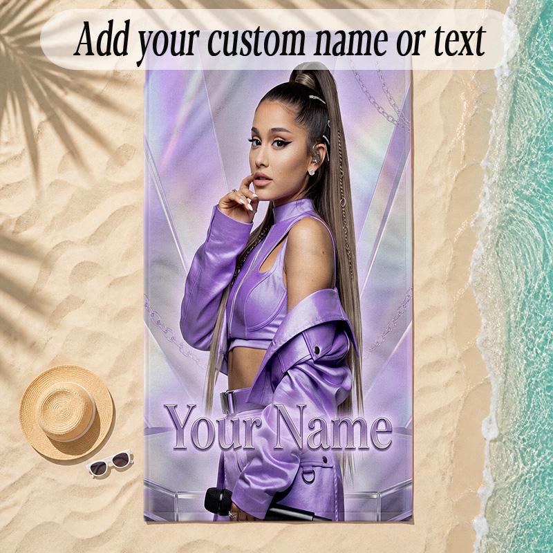 Beach TowelAriana Grande Custom Name Text Personalized Soft Towel for Beach Pool Indoor Home Decor Gift