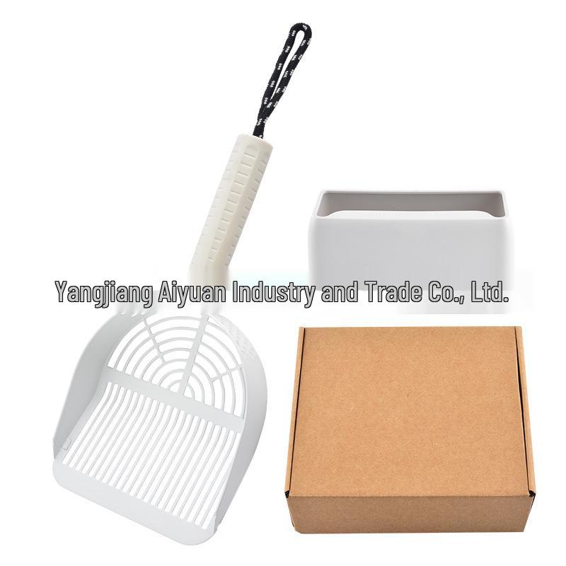 Detachable Stainless Steel Cat Litter Scoop Set - Tofu Litter & Poop Picker, Garden Soil Sieve. Rubber Handle with Base
