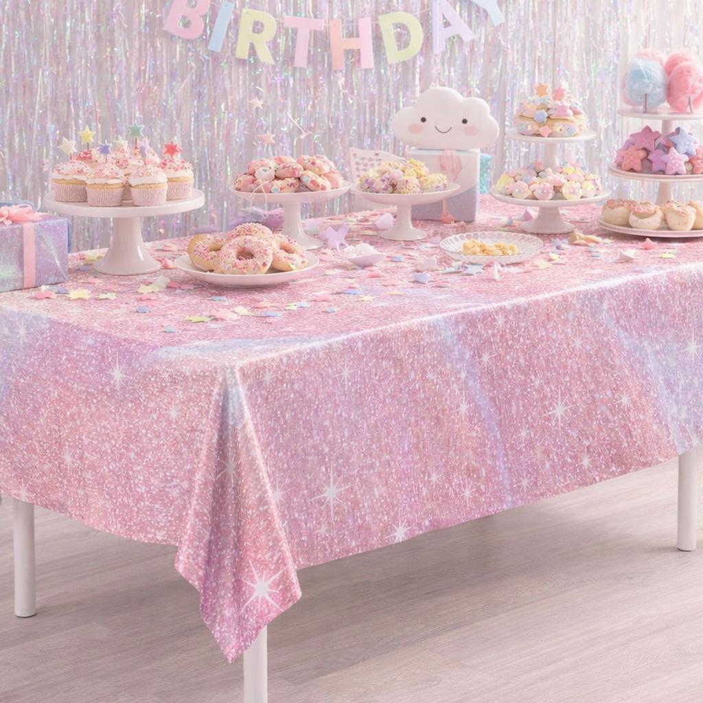Pink Laser Disposale Tablecloth Happy Birthday Party Decorations Wedding Party Aluminum Foil Table Cover Baby Shower Supplies