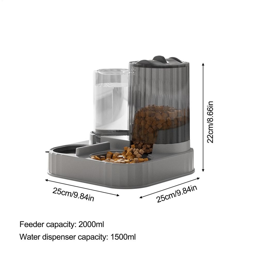 

Automatic Feeder 2 In 1 Pet Supplies Bowl Auto Feeder Cat Food Wet Dry For Puppy Kitten Small Animal Indoor Outdoor Home сірий колір