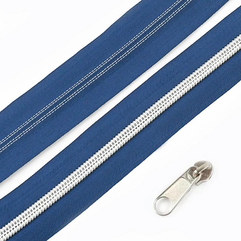3/5/10M 5# Nylon Zipper Tape with Slider Bags Clothes Repair Zippers Plastic Coil Zip DIY Garment Replace Sewing Accessories