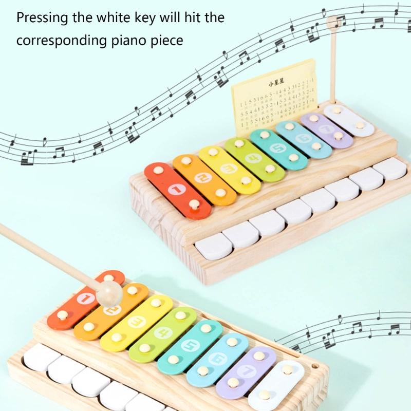 Children Musical Toy 8 Note Xylophone Wooden Percussion Music Instrument Toy For Toddler Auditory and Fine Motor Skill