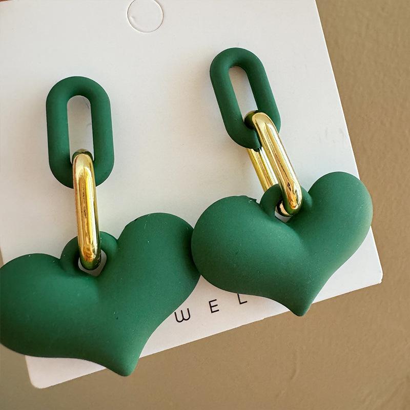 Fashion Personality Minimalist Daily Jewelry Unique Buckle Chain Heart Drop Earrings Premium Temperament Women Pierced Earrings