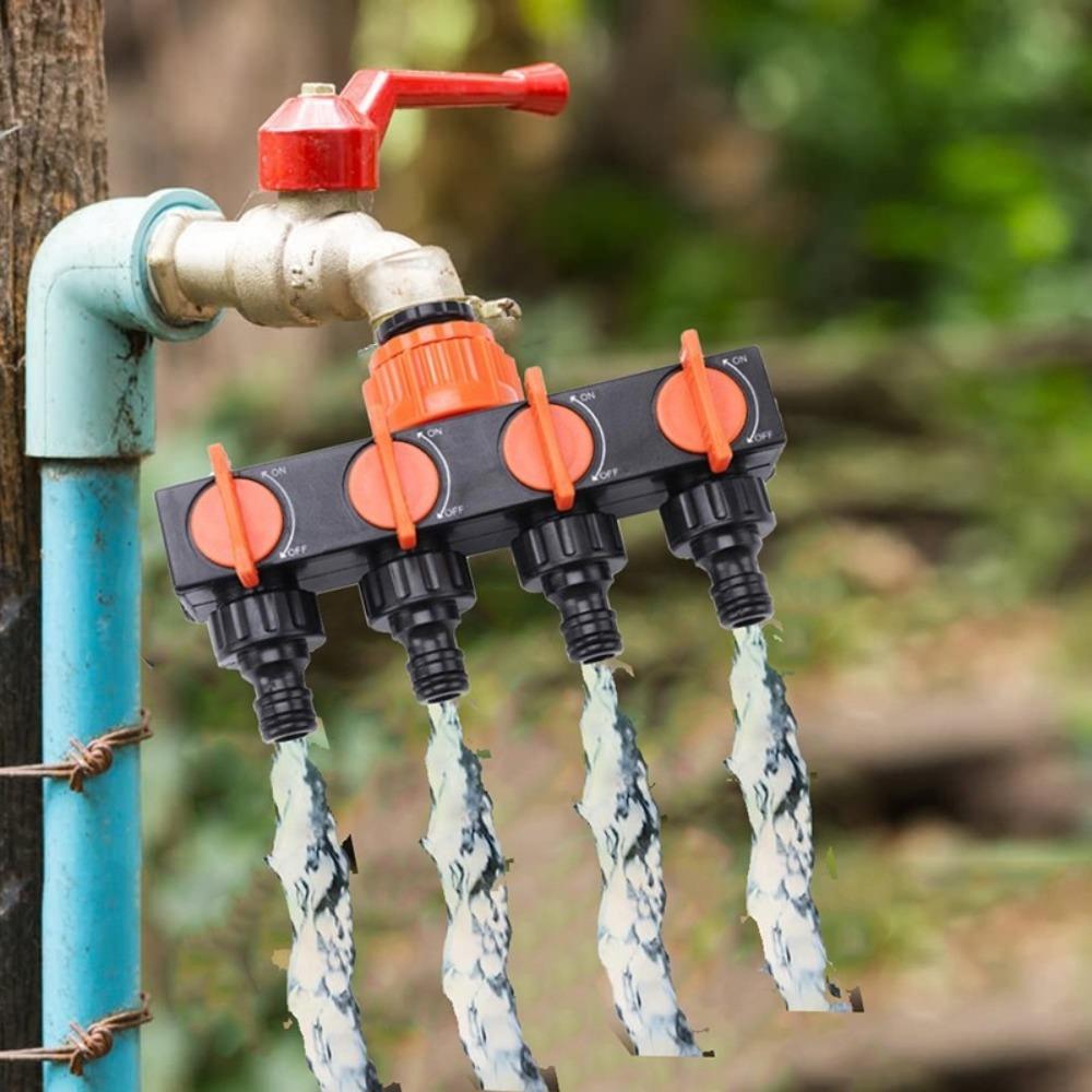 

4 Independent Switches 4-Way Faucet Diverter Flexible Hose Connection Hose Connector Splitter Farm помаранчевий