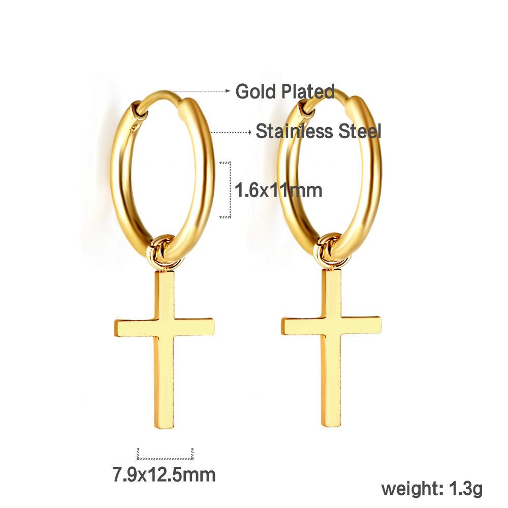 Fashion earrings women's hip-hop personality niche design sense electroplating small chain ear buckle stainless steel earrings