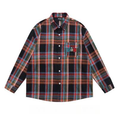 VibeStreet American Retro Plaid Trendy Long-sleeved Shirt Korean Style Fashionable Men Women Vintage Couple Casual Versatile Jacket Chic